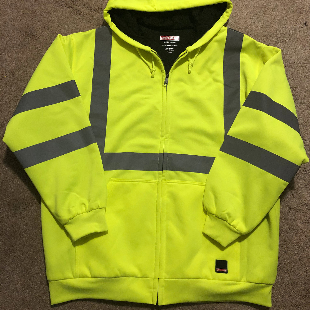 Craftsman Hi-Viz Full Zip Hoodie - Bright Lime - L